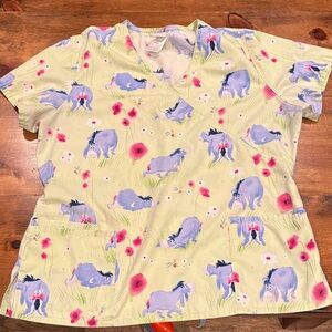 Disney scrub top eyeore and flowers